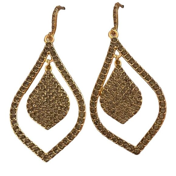 NWT INC International Concepts double teardrop gold tone earrings - Picture 1 of 5